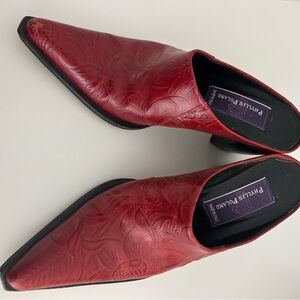 Privileged Red Embossed Mules